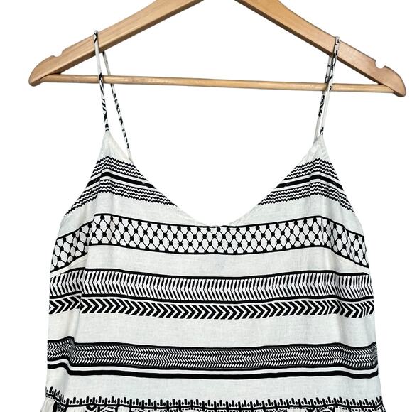 Vero Moda Women’s Off White Black 100% Cotton Boho Print Tiered Maxi Dress‎ M - Picture 3 of 6